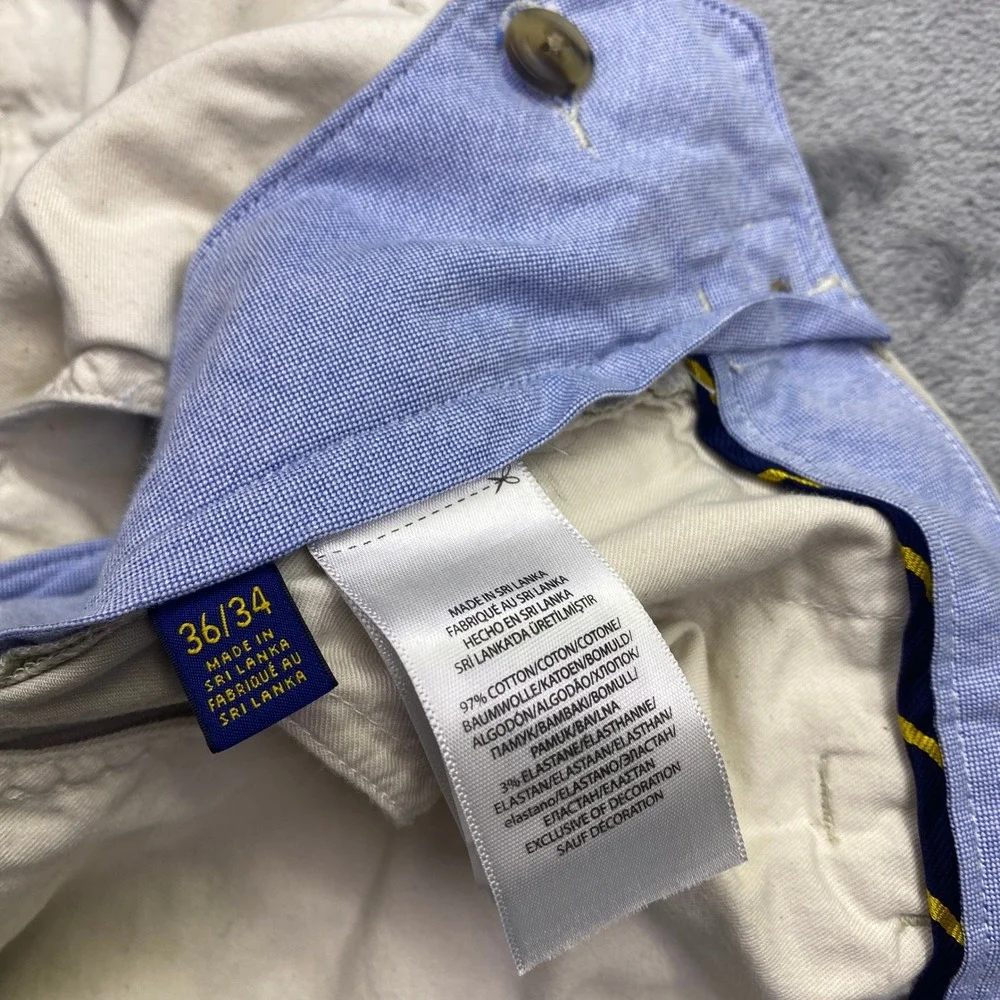 Polo Ralph Lauren Men Sz 36 Khaki Stretch‎ Straight Fit Chino Pants Tan Preppy
